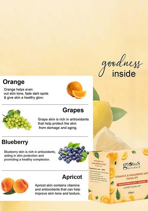 Globus Naturals Set Of 5 Vitamin C Skin Brightening Facial Kit 50 Gm Each