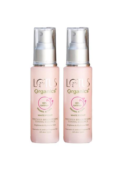 Lotus Organics Set Of 2 Precious Brightening Toning Essence With White Peony 50 Ml Each
