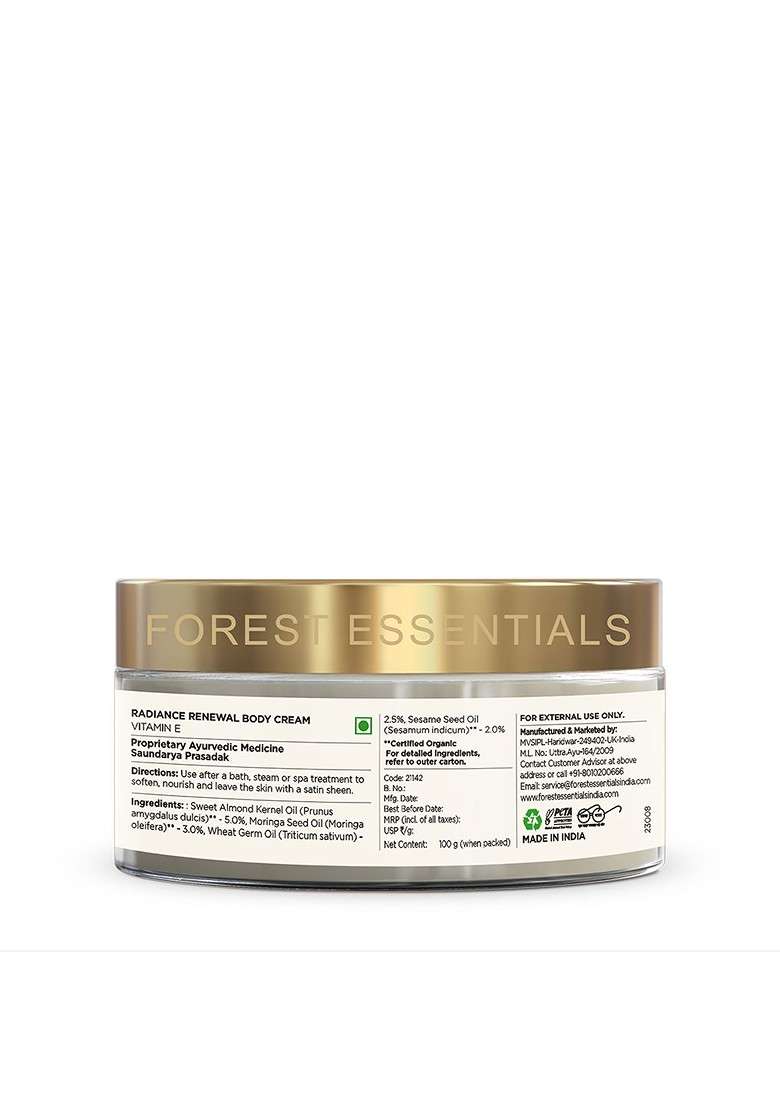 Forest Essentials Radiance Renewal Vitamin E Body Cream 100 G - Indya