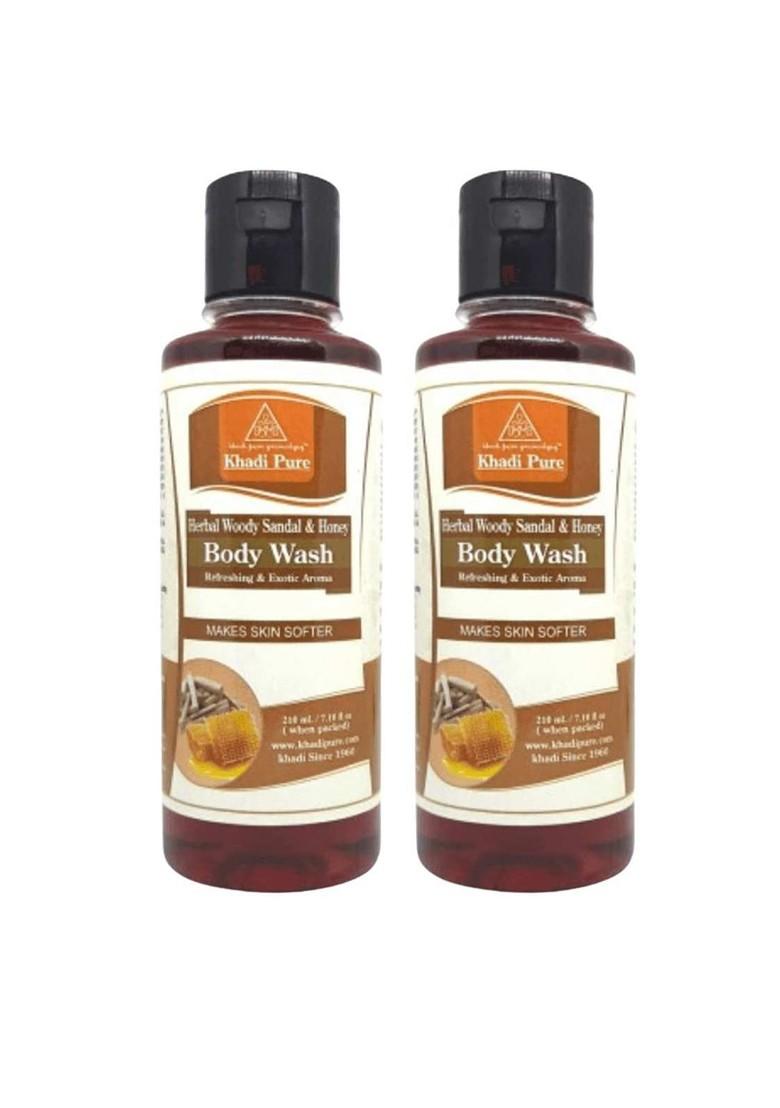Khadi Pure Set Of 2 Herbal Sandalwood Honey Body Wash 210 Ml Each