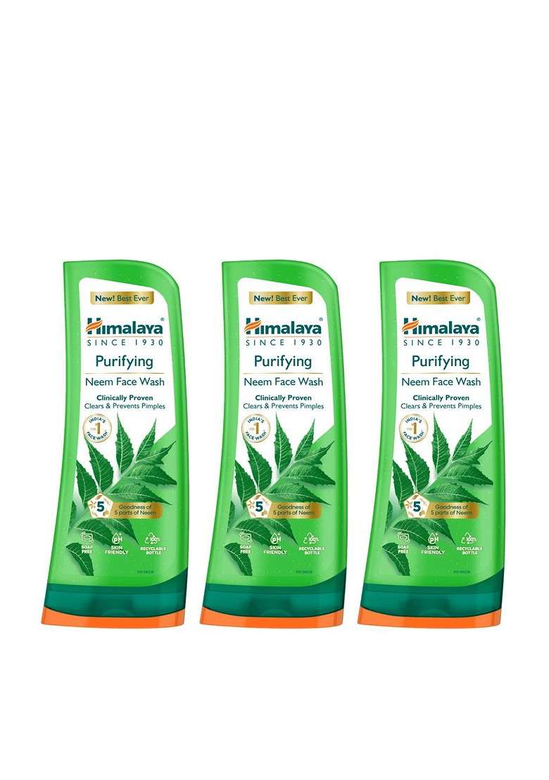 Himalaya Set Of 3 Purifying Neem Face Wash To Prevent Pimples 300 Ml Each - Indya