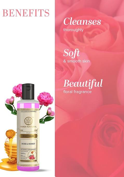 Khadi Natural Rose Honey Body Wash To Soften Skin 210Ml