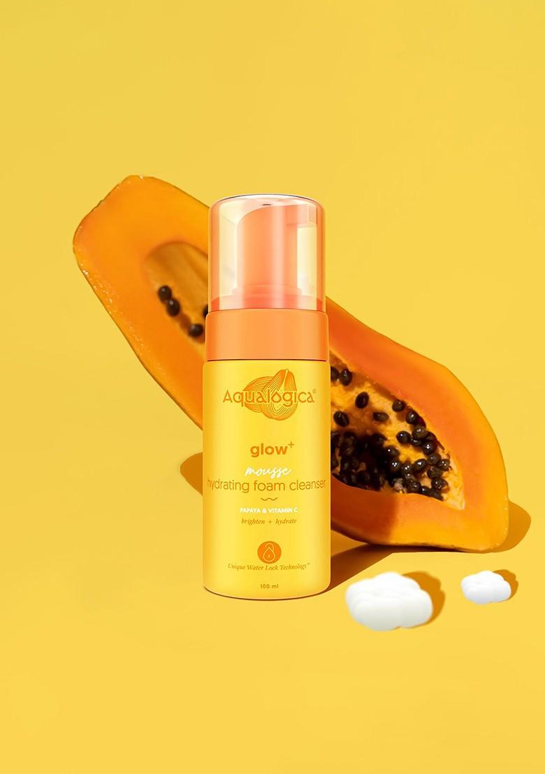 Aqualogica Glow Mousse Hydrating Foam Cleanser With Papaya Vitamin C 100Ml