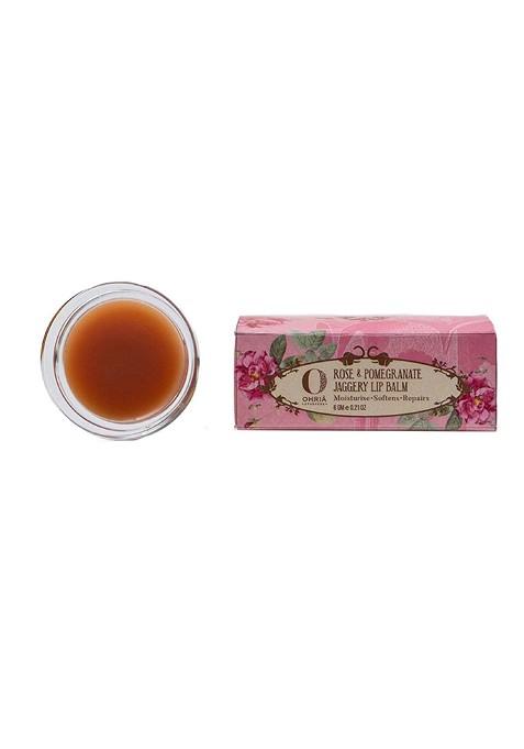 Ohria Ayurveda Rose Pomegranate Jaggery Lip Balm For Moisturize Softens Repairs 8G