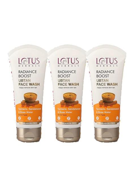 Lotus Herbals Set Of 3 Radiance Boost Ubtan Face Wash With Turmeric 100 G Each