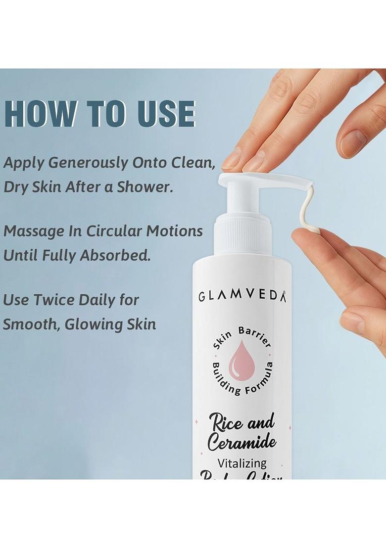 Glamveda Rice Ceramide Glass Skin Body Lotion For Nourishment 200 Ml