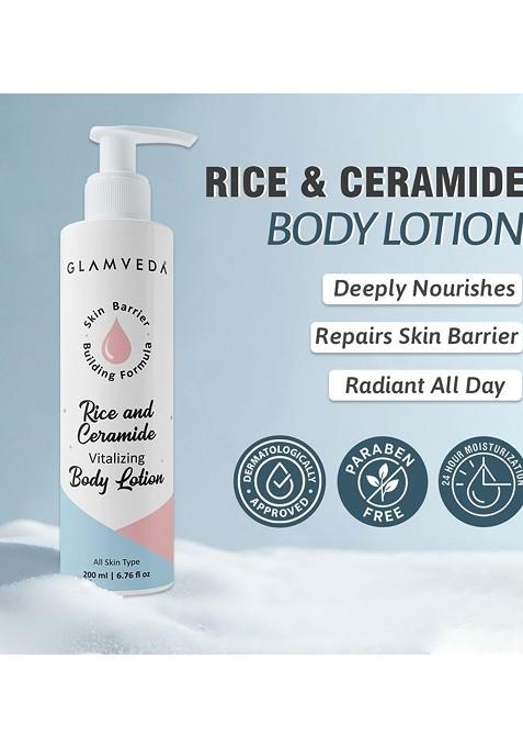 Glamveda Rice Ceramide Glass Skin Body Lotion For Nourishment 200 Ml