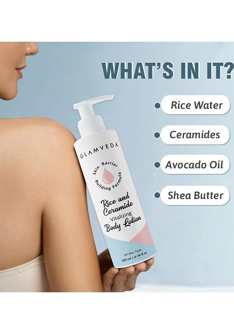 Glamveda Rice Ceramide Glass Skin Body Lotion For Nourishment 200 Ml
