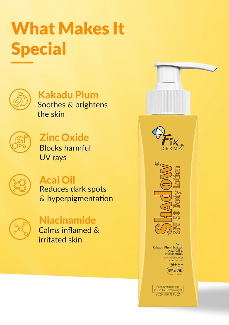 Fixderma Shadow Sunscreen Body Lotion Spf 50 200Ml