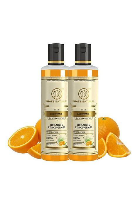Khadi Natural Set Of 2 Orange Lemongrass Face Wash 210Ml Each