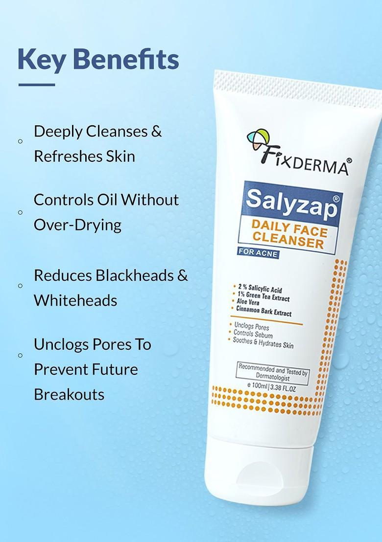 Fixderma Salyzap Daily Face Cleanser With 2 Salicylic Acid 1 Green Tea Extract 100Ml