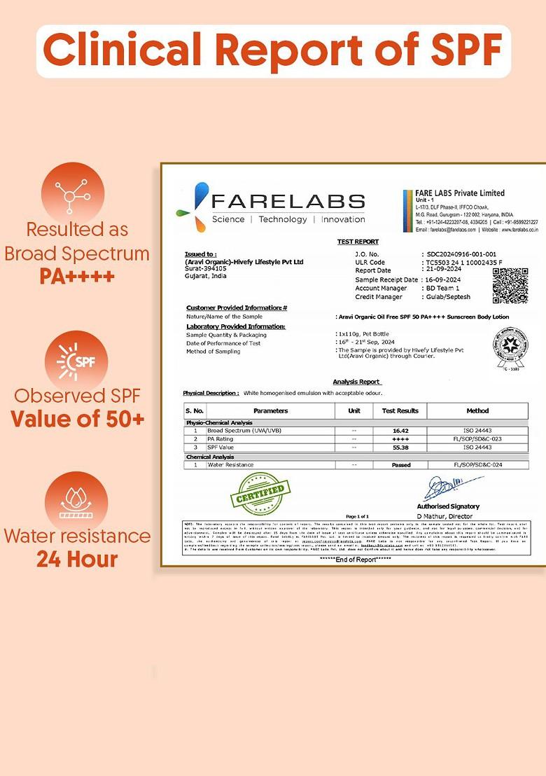 Aravi Organic Set Of Aha Bha Body Lotion Spf 50 Sunscreen 200Ml Each