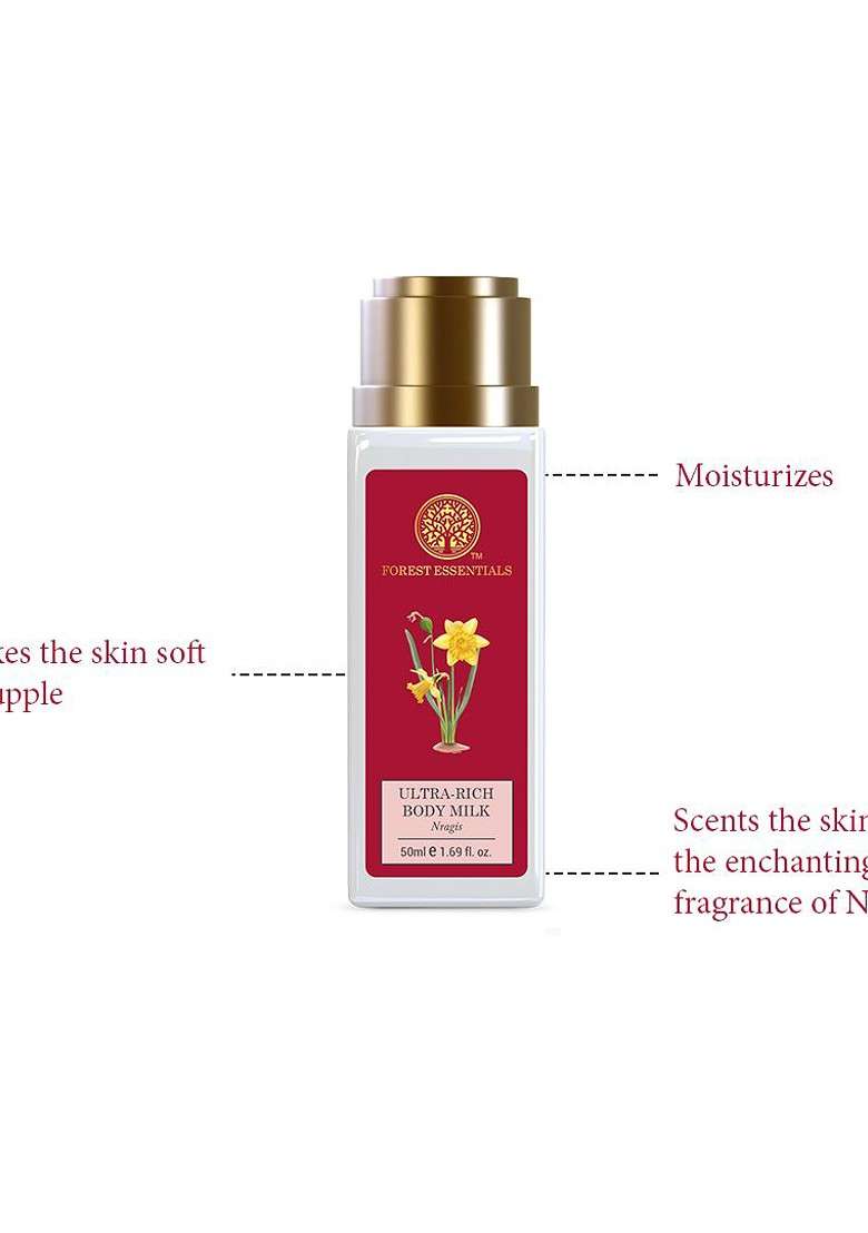 Forest Essentials Travel Size Ultra Rich Body Milk Nargis Natural Lotion 50Ml - Indya