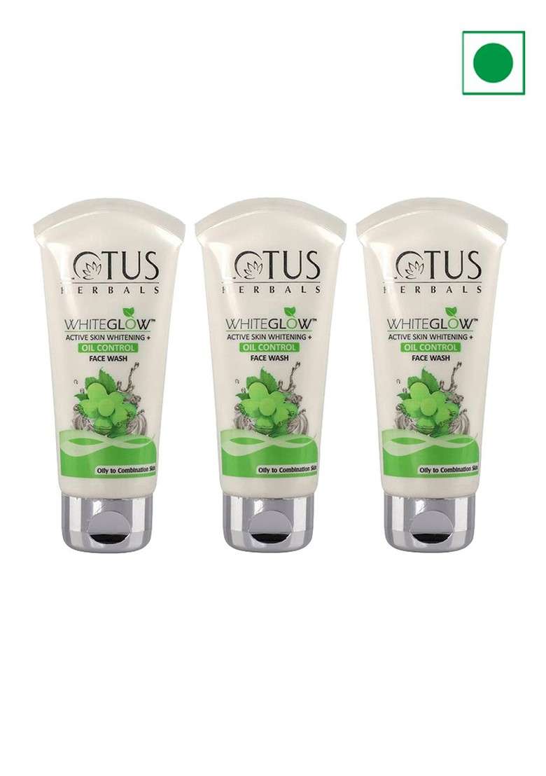 Lotus Herbals White Glow Set Of 3 Active Skin Whitening Oil Control Face Wash 100G Each - Indya