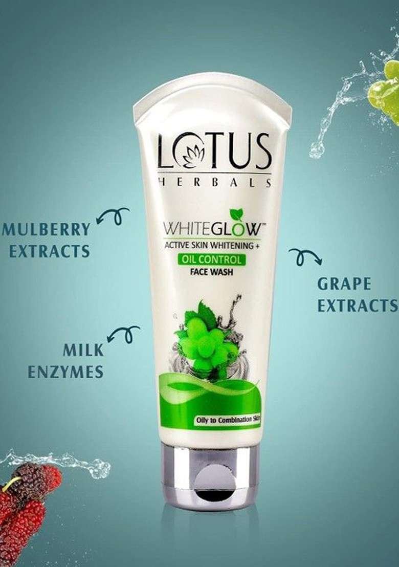 Lotus Herbals White Glow Set Of 3 Active Skin Whitening Oil Control Face Wash 100G Each - Indya
