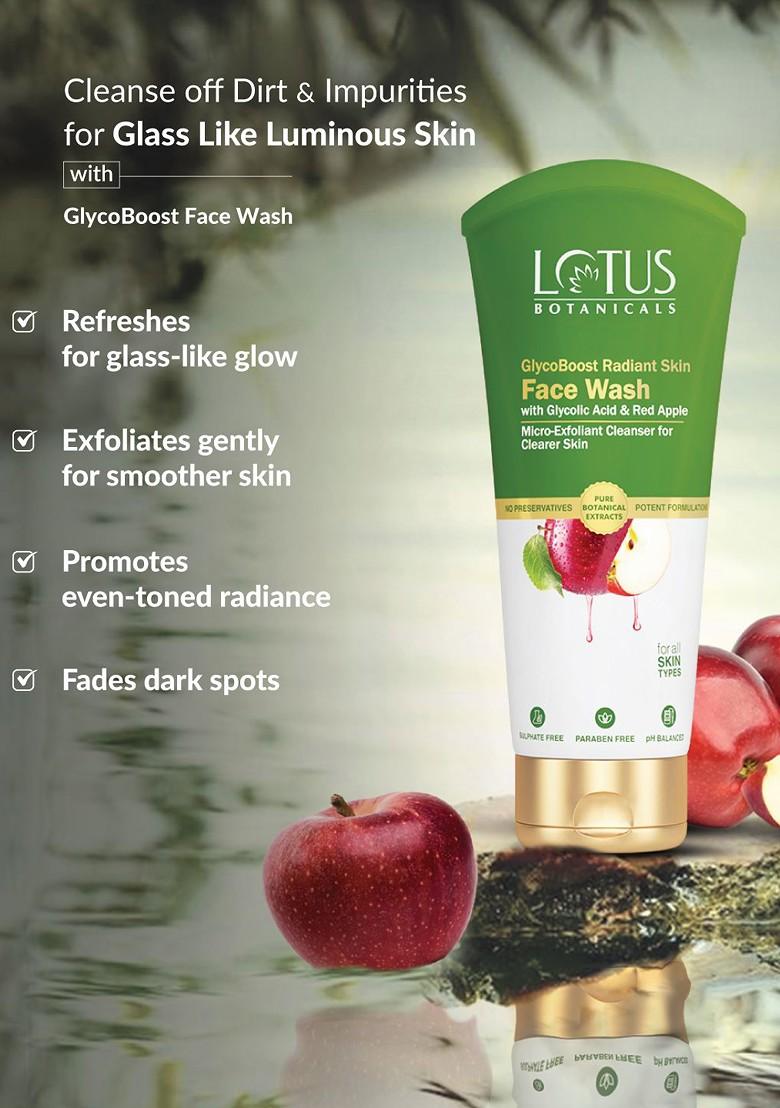 Lotus Botanicals Glycoboost Radiant Skin Face Wash With Glycolic Acid Red Apple 100 G