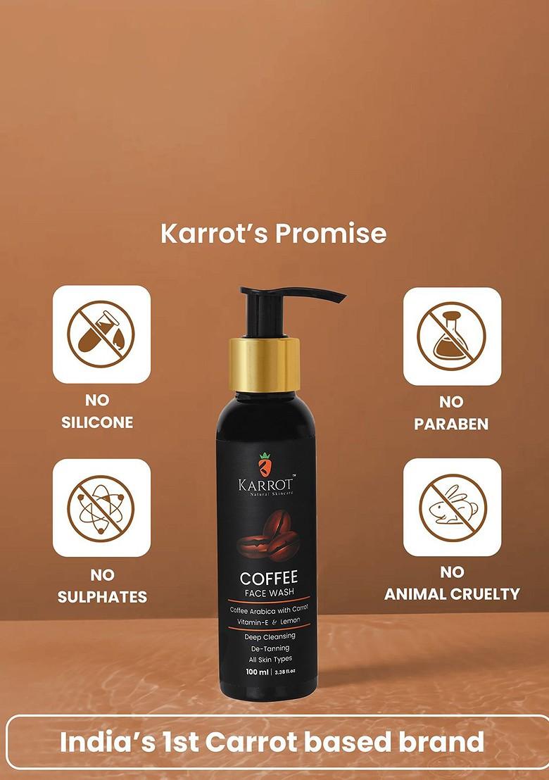 Karrot Natural Skincare Coffee Face Wash For De Tanning Deep Cleansing 100 Ml