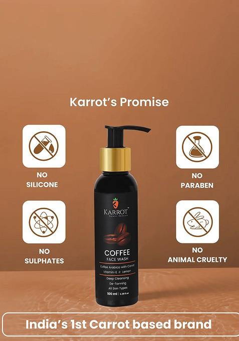 Karrot Natural Skincare Coffee Face Wash For De Tanning Deep Cleansing 100 Ml