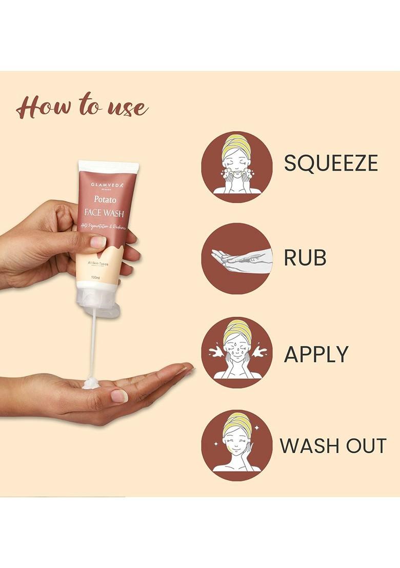 Glamveda Skincare Potato Anti Pigmentation Face Wash For Reduces Hyperpigmentation Clarifies Skin 100Ml