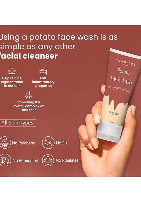 Glamveda Skincare Potato Anti Pigmentation Face Wash For Reduces Hyperpigmentation Clarifies Skin 100Ml