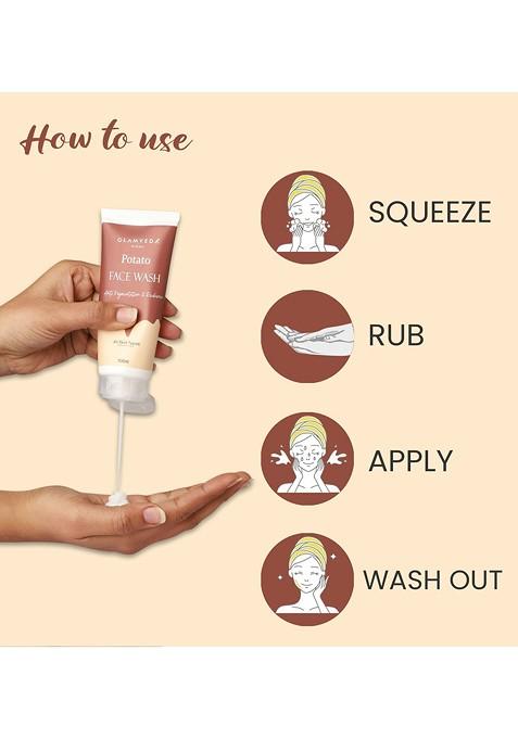 Glamveda Skincare Potato Anti Pigmentation Face Wash For Reduces Hyperpigmentation Clarifies Skin 100Ml