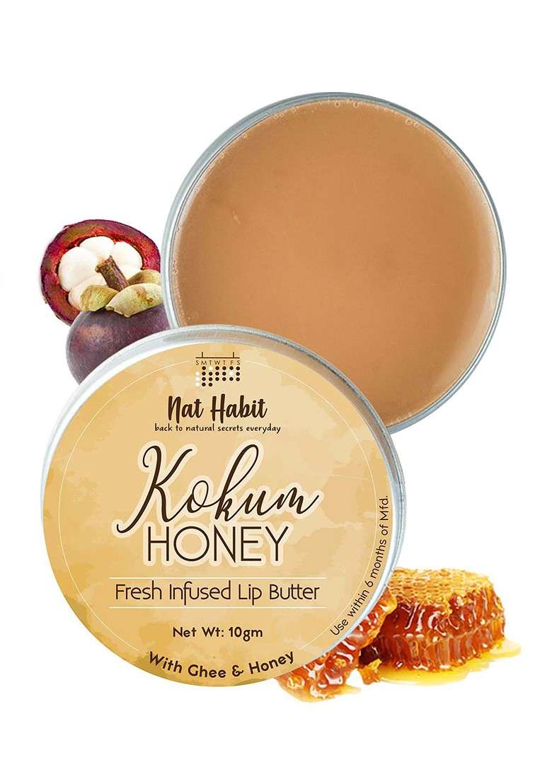 Nat Habit Kokum Honey Fresh Infused Lip Butter With Ghee 10G - Indya