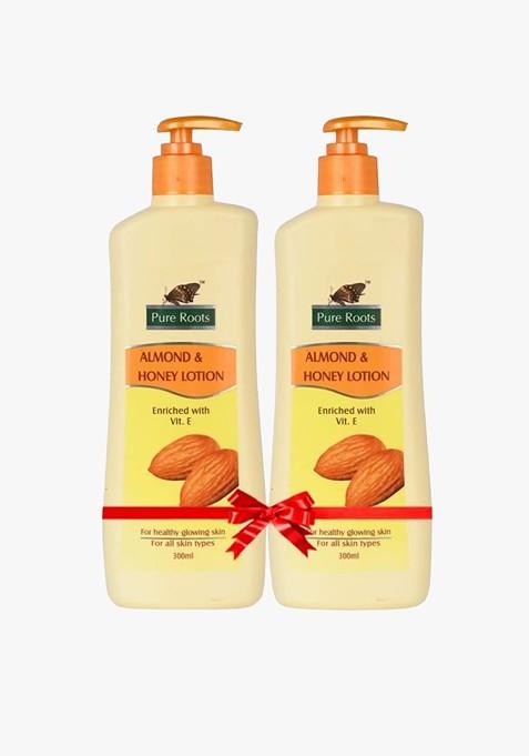Pure Roots Set Of 2 Almond Honey Lotion With Vitamin E 300Ml Each