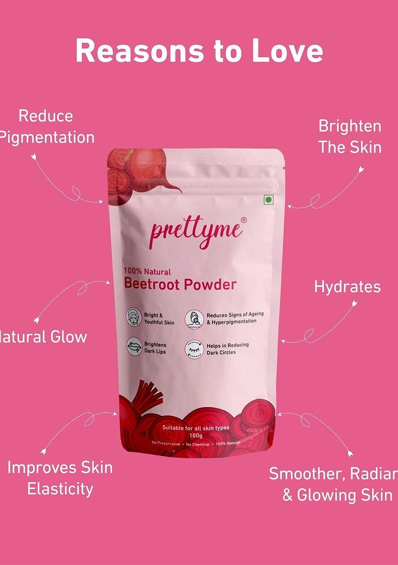 Prettyme Natural Beetroot Powder For Face Hair Lips 100 G