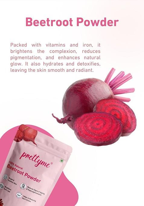Prettyme Natural Beetroot Powder For Face Hair Lips 100 G