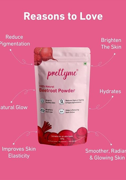Prettyme Natural Beetroot Powder For Face Hair Lips 100 G