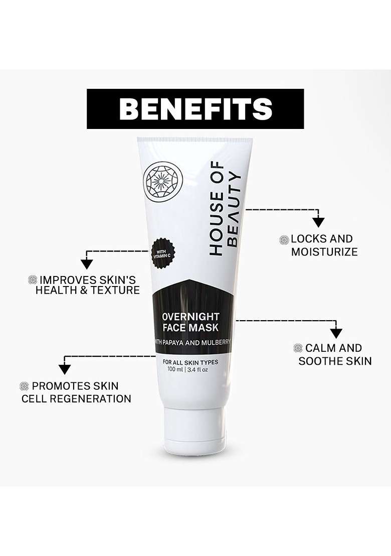 House Of Beauty Overnight Face Mask With Papaya And Mulberry 100Ml - Indya