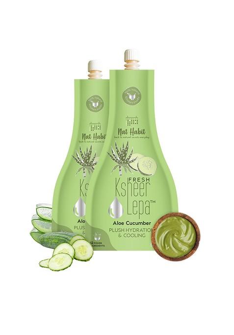 Nat Habit Set Of 2 Aloe Cucumber Fresh Ksheer Lepa For Plush Hydration Cooling 40G Each