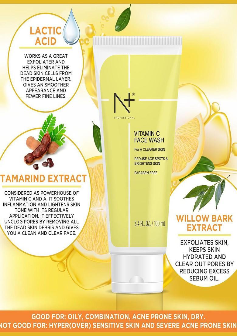 N Plus Professional Vitamin C Face Wash To Reduce Age Spots Brighten Skin 100 Ml