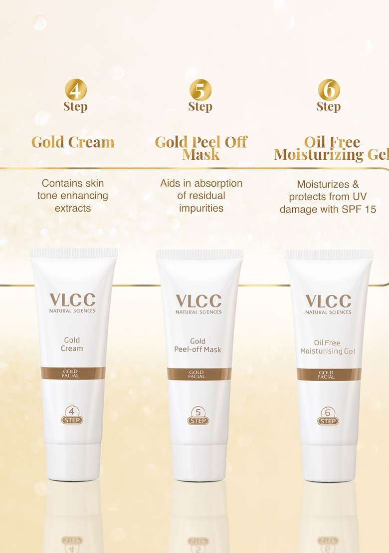 Vlcc Parlour Glow Gold Facial Kit For Luminous Radiant Complexion 60 G - Indya