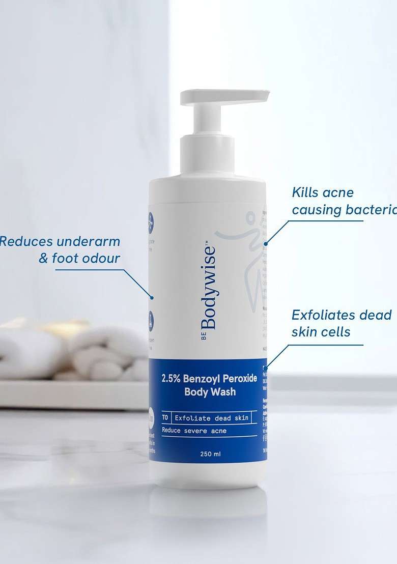 Be Bodywise 2 5 Benzoyl Peroxide Body Wash For Reducing Severe Back Butt 250 Ml - Indya