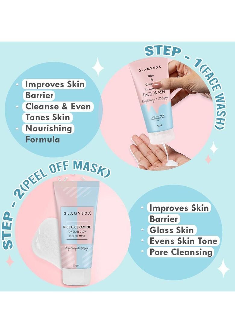 Glamveda Korean Glass Skin Rice Ceramide 7 Step Weekly Skincare Routine