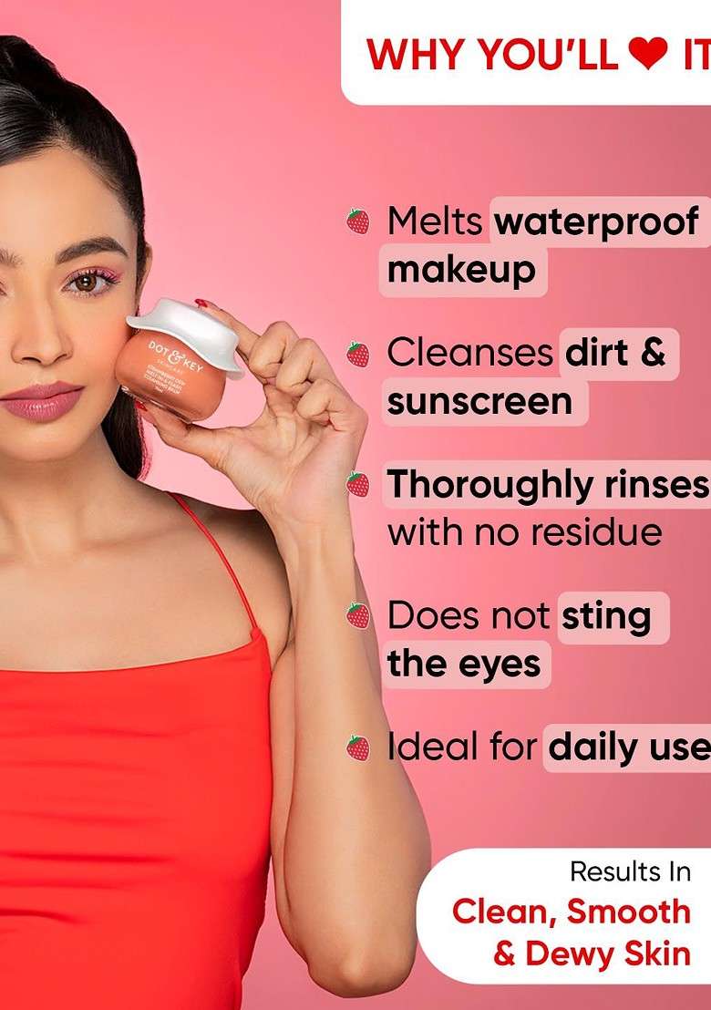 Dot & Key Strawberry Dew Melt In A Flash Cleansing Makeup Remover Balm 70 Ml - Indya