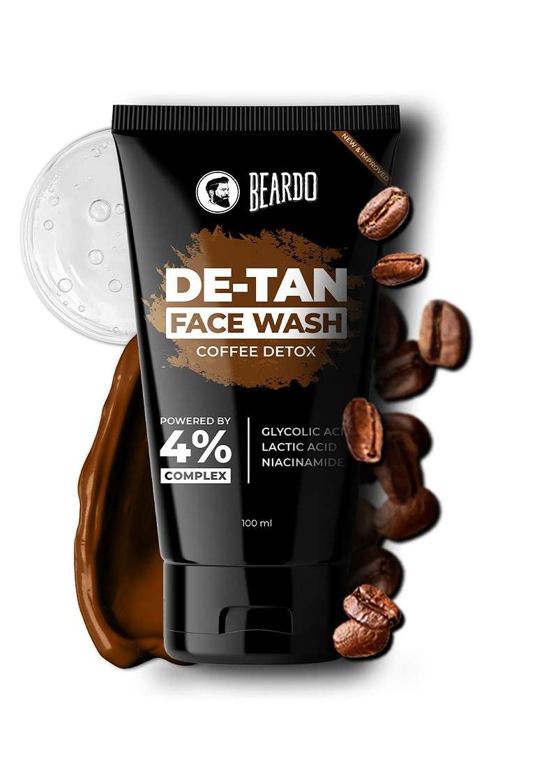 Beardo Men Coffee Detox De Tan Face Wash With Aloe Vera Vitamin E 100 Ml - Indya