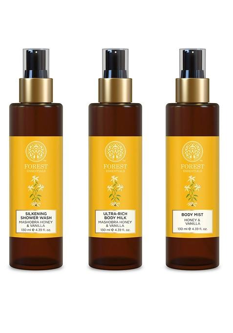Forest Essentials Brilliance Body Care Gift Set Mist Milk Wash