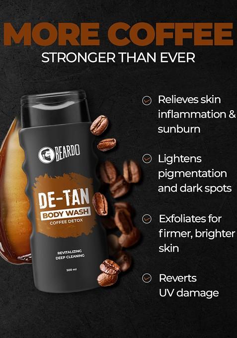Beardo De Tan Body Wash With Caffeine For Skin Detox Deep Cleansing 500 Ml