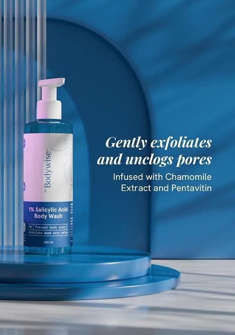 Be Bodywise 1 Salicylic Acid Body Wash 250 Ml With Free Loofah To Prevent Acne