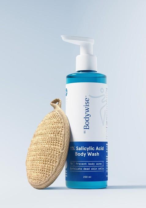 Be Bodywise 1 Salicylic Acid Body Wash 250 Ml With Free Loofah To Prevent Acne
