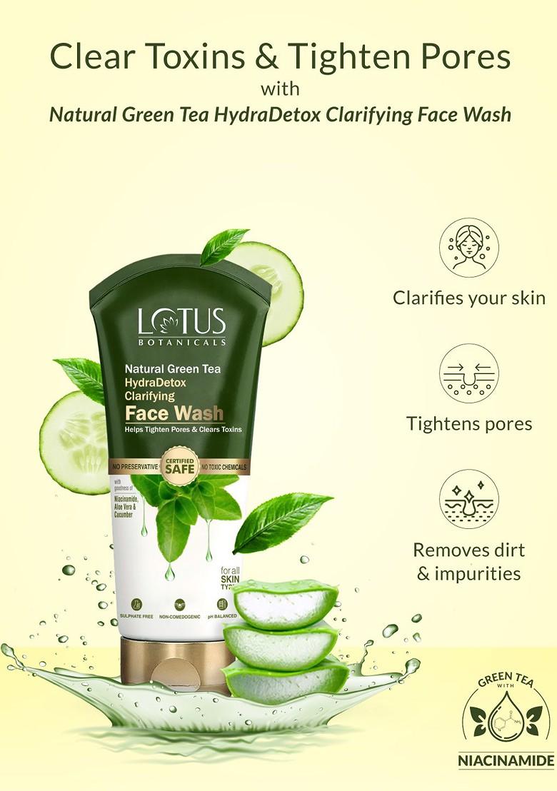 Lotus Botanicals Natural Green Tea Hydradetox Clarifying Face Wash With Niacinamide 100 Ml