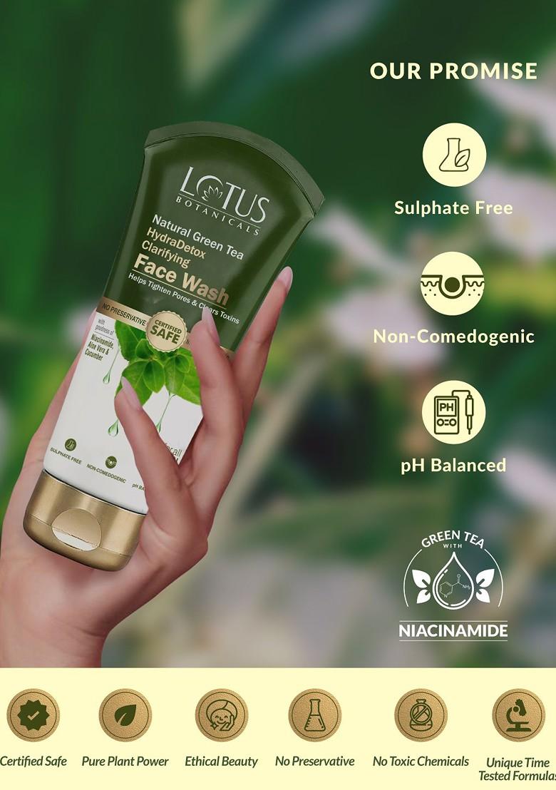 Lotus Botanicals Natural Green Tea Hydradetox Clarifying Face Wash With Niacinamide 100 Ml