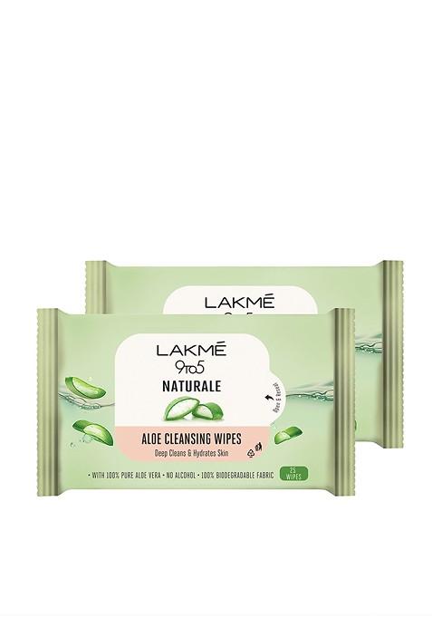 Lakme Pack Of 2 9 To5 Naturale Aloe Cleansing Wipes