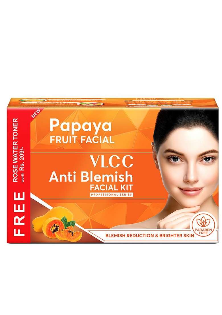 Vlcc Papaya Fruit Facial Kit 300G With Free Rose Water Toner 100Ml - Indya