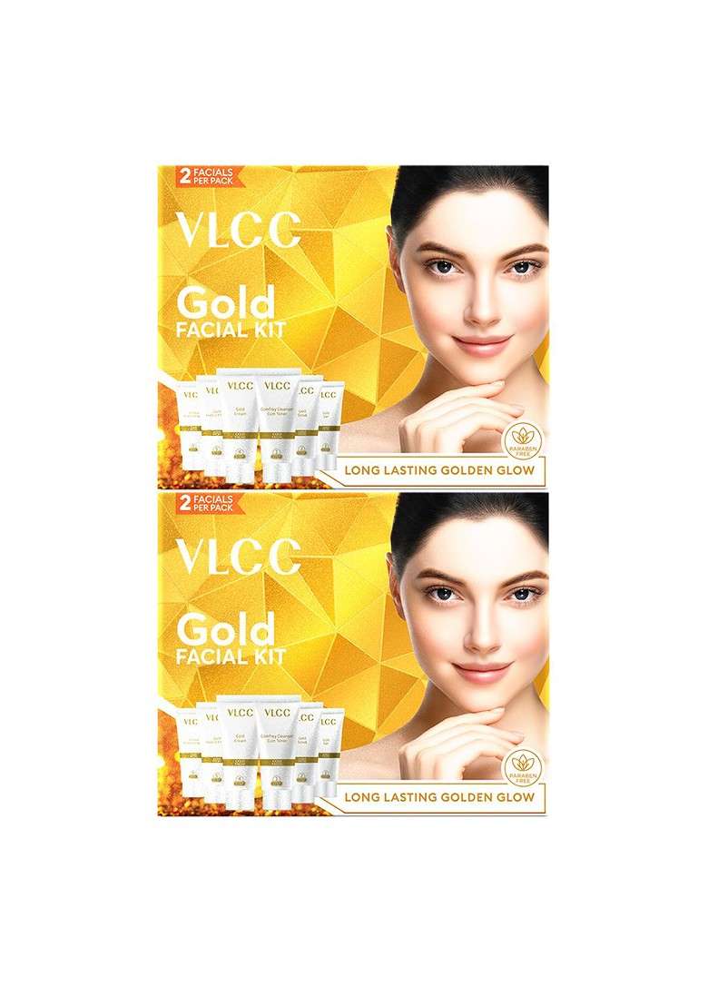 Vlcc Set Of 2 Gold Facial Kit For Luminous Radiant Complexion - Indya