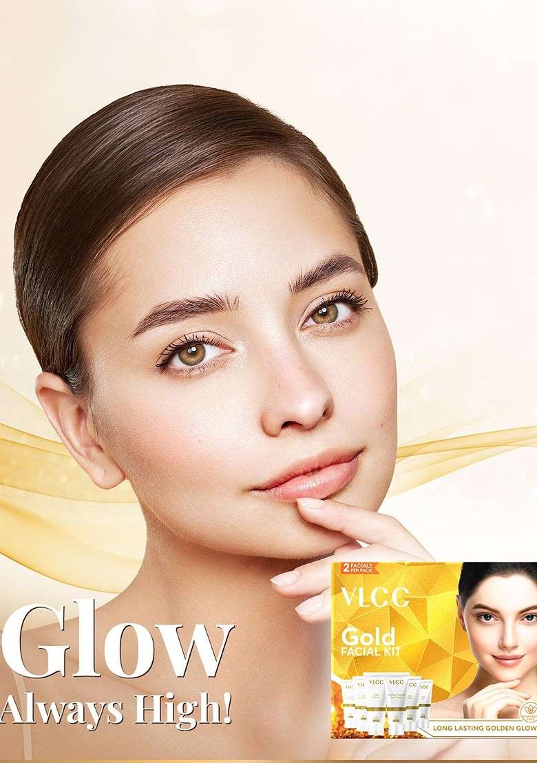 Vlcc Set Of 2 Gold Facial Kit For Luminous Radiant Complexion - Indya