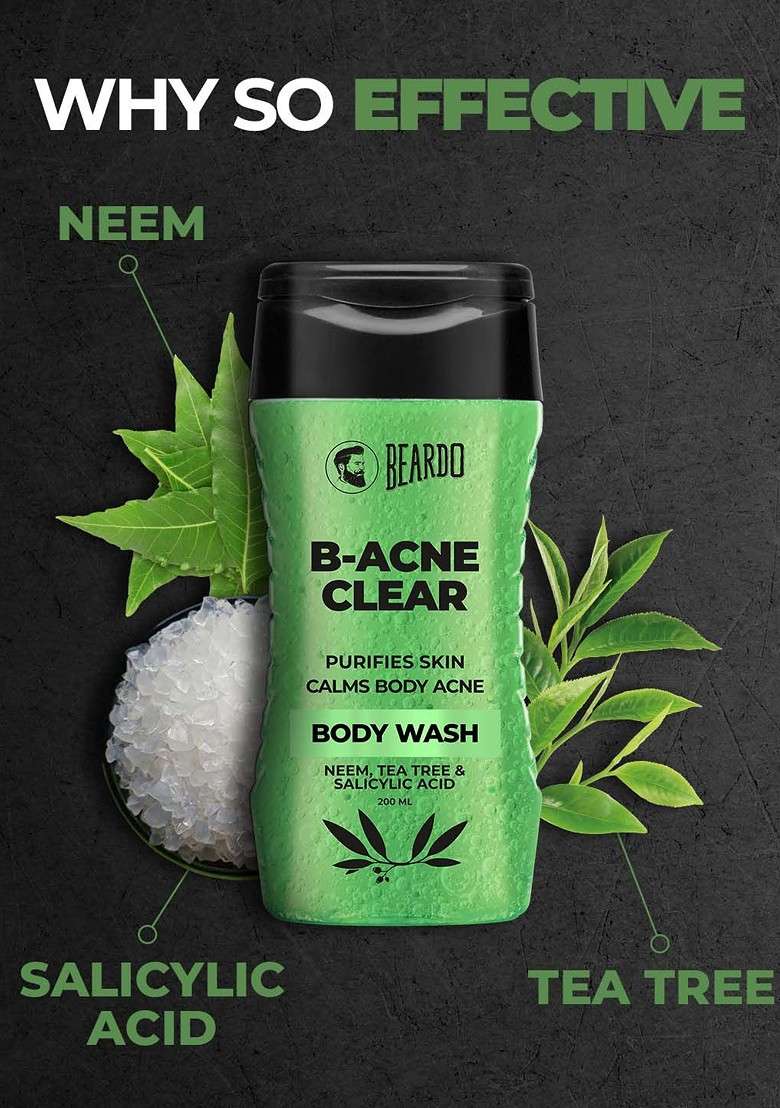 Beardo B Acne Clear Body Wash To Purify Skin Ice Blast For Freshnes 200Ml Each - Indya