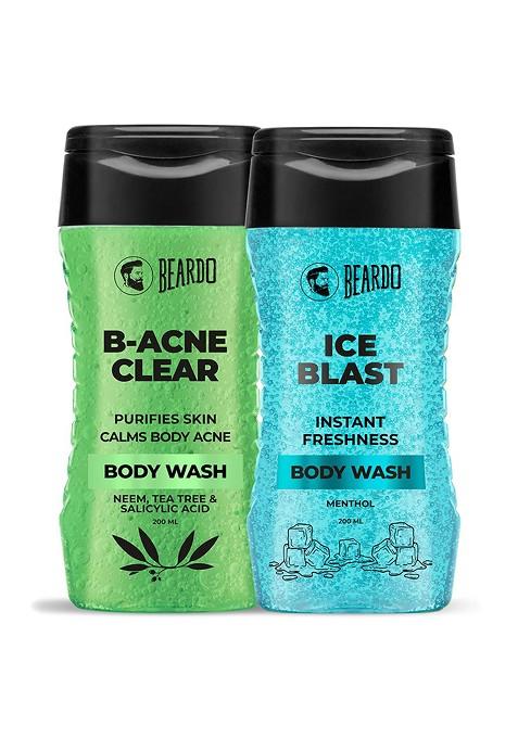 Beardo B Acne Clear Body Wash To Purify Skin Ice Blast For Freshnes 200Ml Each